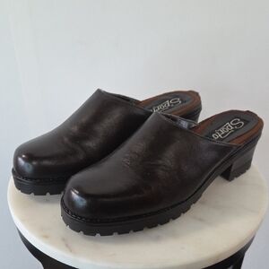 Sporto Black Leather Clog Mules Size 9